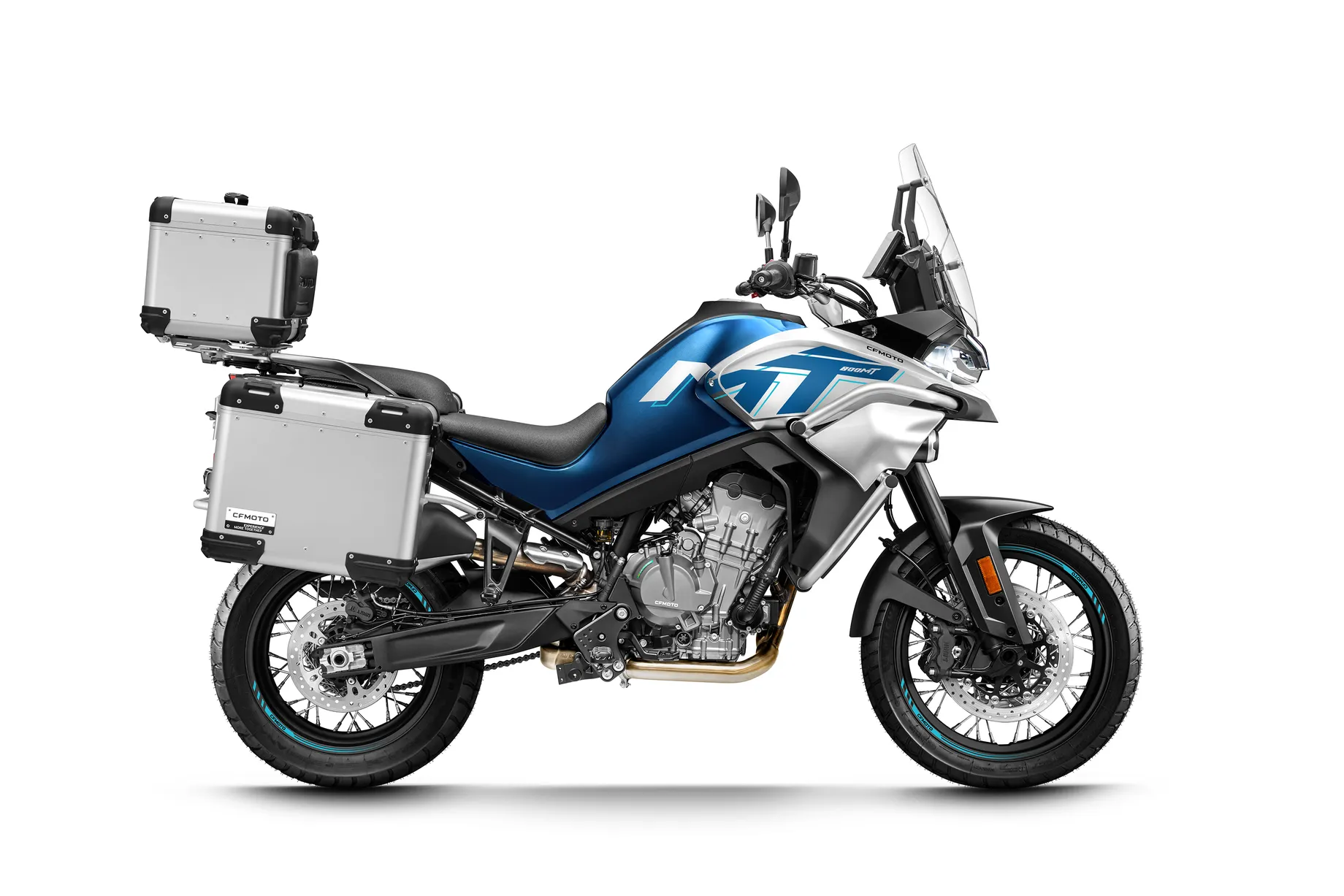 Travel Cfmoto 800 Mt Sport 2025 Twilight Blue Right With Boxes
