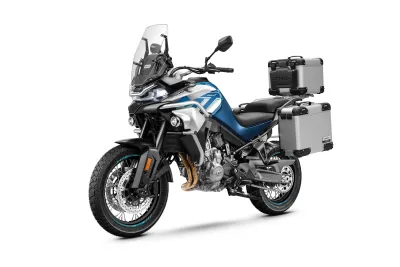 Travel Cfmoto 800 Mt Sport 2025 Twilight Blue Left 45 With Boxes